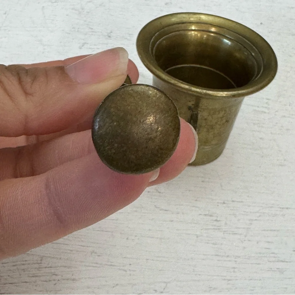 Antique Brass Mortar & Pestle Pharmacy Apothecary Heavy Great Patina - Picture 7 of 12